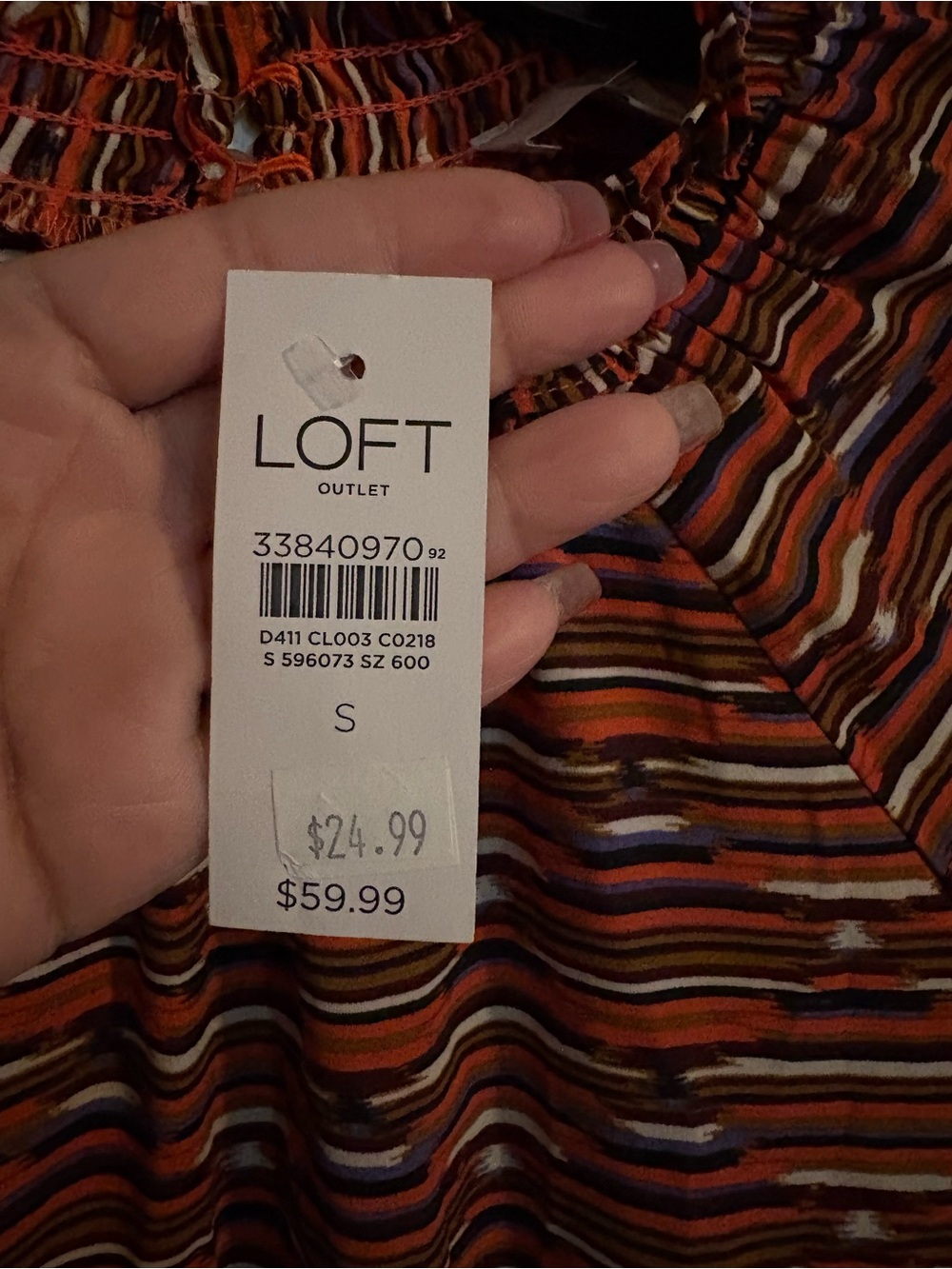 LOFT Rust Multi Ruffle-Neck Long Sleeve Blouse - Picture 6 of 11